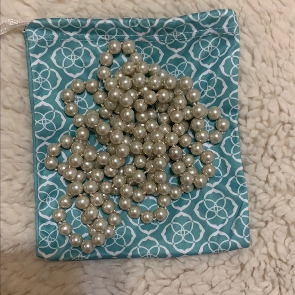 Long wrap faux pearl necklace